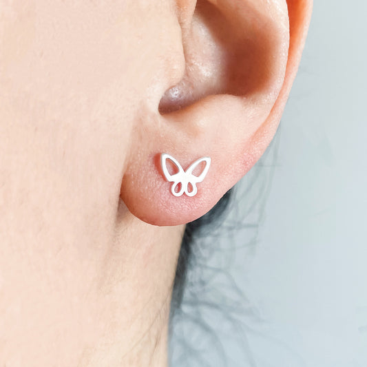 'BUTTERFLY' VOCAL LINE - SILVER STUD EARRINGS